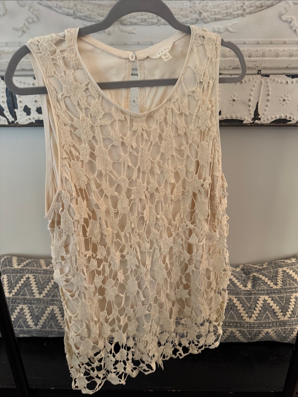 Adiva Cream Crochet Overlay Tank